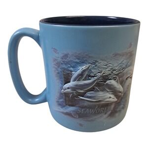 VTG‎ Sea World Parks Embossed Raised Dolphins 3D Relief tourist coffee cup mug